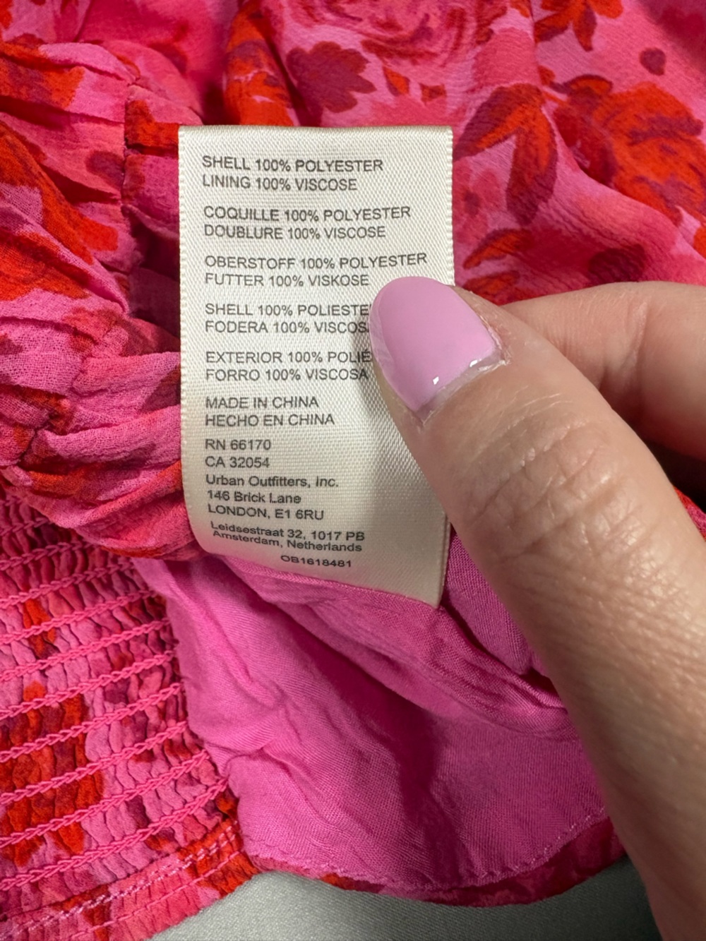 Free People Pink and Red Floral Ruched Long-Sleeve Top Cottagecore Boho Fairy, S - Picture 5 of 8